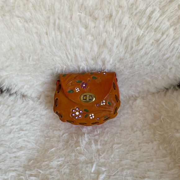 🥑100% LEATHER HANDMADE MINI BAG Mexico in orange/brown - Picture 13 of 13